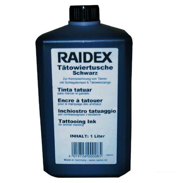 Tätowiertusche »Raidex« dauerhafte Markierung · 1l, schwarz