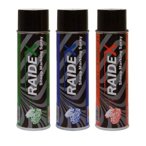 Schafzeichenspray »Raidex« markiert Alter, etc · 500ml, in 3 Farben